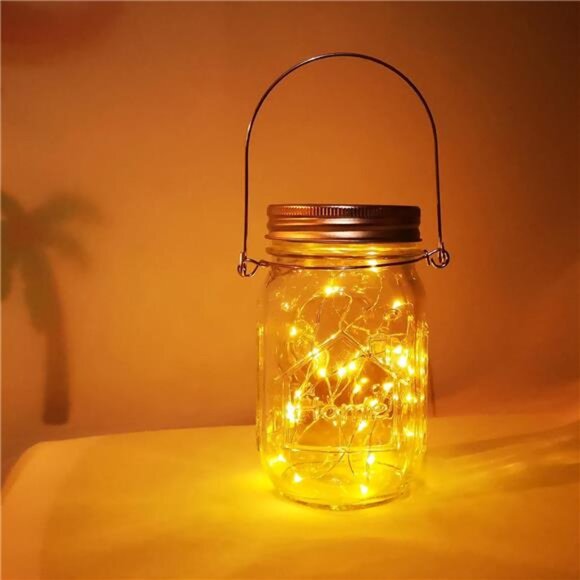 Solar Mason Jar Lights,4 Pack 30 Led Starry Fairy String Hanging Jar Lights - Picture 2 of 8